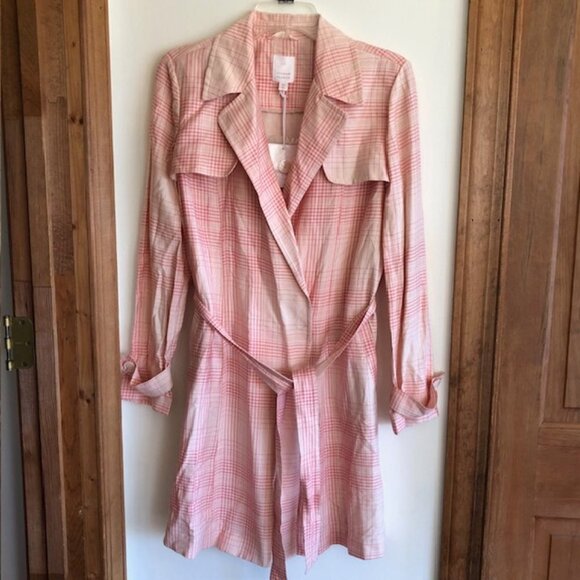 LAUREN CONRAD LC Very Berry Plaid Trench Coat Medium - Picture 5 of 17